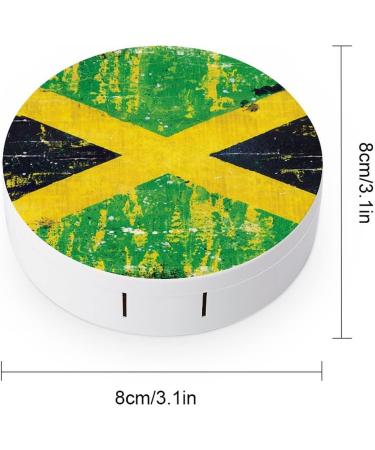 Retro Jamaica Flag Round Case For Contact Lens Kit Storage Box with Mirror Printed - Buy Online on GoSupps.com