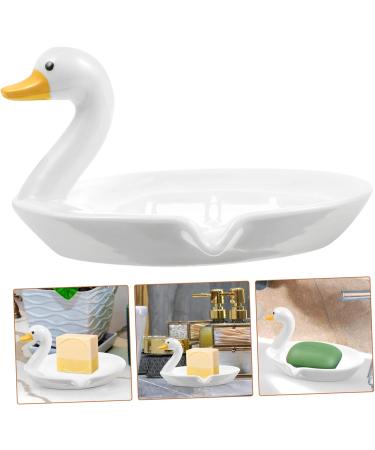 Ciieeo Ceramic Swan Soap Dish Decorative Soap Dish Sink Cute Stand Portable Duck Soap Dish Shower Bathroom Soap Holder Animal Travel Soap Case Ceramic Soap Holder Bracket White Ceramics White 15X10.5X9CM - Buy Online on GoSupps.com