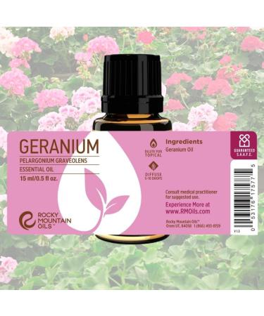 Rocky Mountain Oils Geranium Essential Oil - 100% Pure Aromatherapy Oil for Skin & Hair Care - 15ml - Buy Online on GoSupps.com