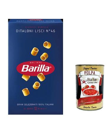Italian Gourmet E.R. Pack of 10 Barilla Ditaloni lisci pasta no. 46 - 500g + 400g Italian gourmet polpa
