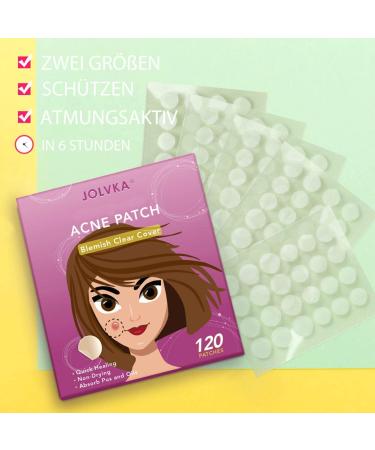 JOLVKA Acne Pimple Patch - 120 Hydrocolloid Plasters for Acne & Pimples - Effective Spot Treatment - Buy Online on GoSupps.com