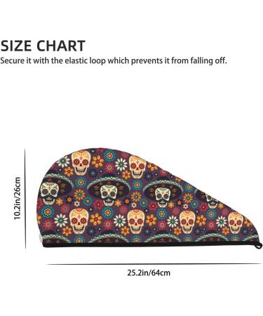 Skulls and Flowers Hair Towel Wrap - Quick Drying Turban for Effortless Hair Care - Buy Online on GoSupps.com