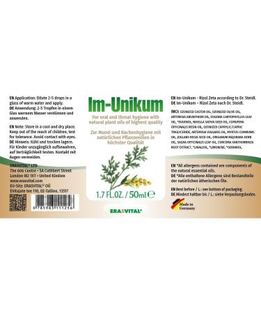 Im-Unikum Oil 50ml - Ozone & Olive Oil Blend with Essential Plant Oils | Vegan & International Shipping - Buy Online on GoSupps.com