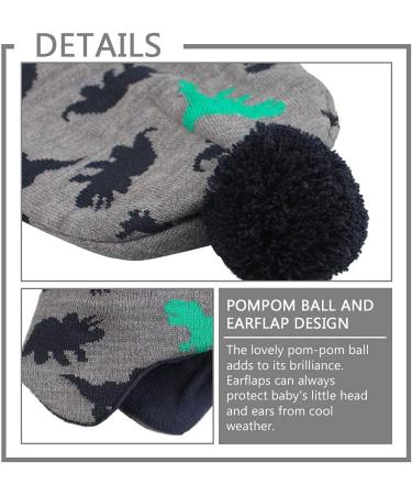 XIAOHAWANG Knitted Baby Hat | Winter Warm Boys Girls Beanie with Fleece Lining | Gray Dinosaur Hat for Toddler Kids (2-4 Years) - Buy Online on GoSupps.com