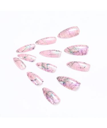 Brishow Short Artificial Nails | 24 pcs Purple Pointed Ballerina Acrylic Press On Fake Nails for Women & Girls - Buy Online on GoSupps.com