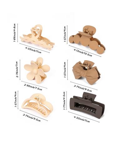 6Pcs Medium Hair Claw Clips for Thick Thin Fine Long Hair Large Cute Neutral Matte Non Slip Hair Clips Strong Hold for Women Girls(6 Pack) 6PCS Mixed - A - Buy Online on GoSupps.com