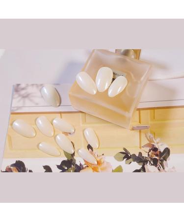 Almond White Chrome Press on Nails - 24PCS | Glossy Gel Finish | Reusable & Polish-Free | 12 Sizes | Canvalite - Buy Online on GoSupps.com