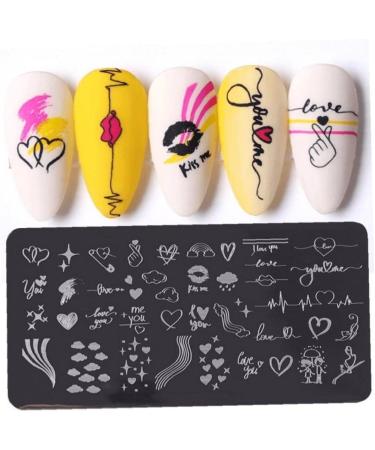 Nail Stamping Plate Set - Heart & Lines Theme for Perfect Manicure | International Shipping Available - Buy Online on GoSupps.com