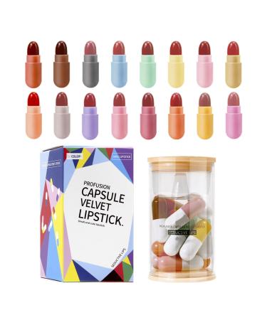 ANMANSY Lipstick  Mini Lipstick Set  16 Matte Lipsticks 16 Colors  Velvet Waterproof Long Wear Capsule Lipstick  Ladies Matte Lipstick Set