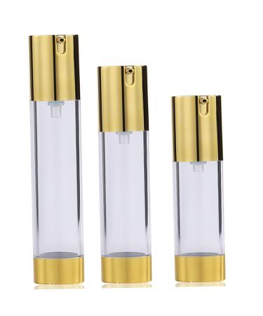 Airless Bottles 3Pcs 15ml/30ml/50ml Travel Bottles Transparent Airless Jar Portable Reusable Refillable Sealed Travel Bottle for Toner Lotion Serum Travel Bottle Travel Spray Bott