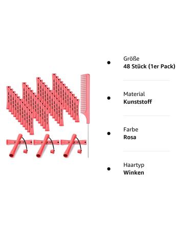 48 Pieces Short Cold Wave Rods - Plastic Permanent Wave Curlers with Steel Skewered Rat Tail Comb - Pink (0.51 Inches) | International Shipping - Buy Online on GoSupps.com