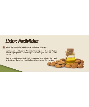  mynatura Mynatura Organic Almond Oil - 2 x 250 ml - Nativ - Cold Pressed - Raw Food Quality - Rich in Vitamins - Skin Care - Vegan - Natural Cosmetics - DE- KO-45 - 250ml (2 x 250ml) - Buy Online on GoSupps.com