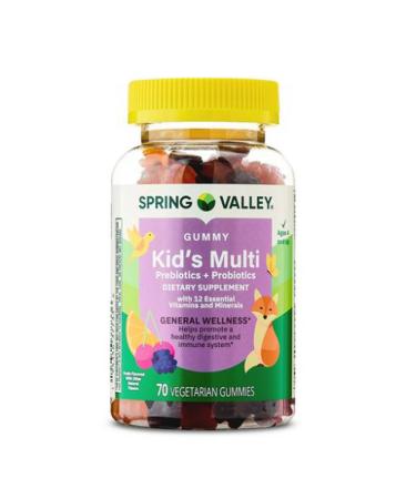 H4U Spring Valley Kid's Multivitamin with Prebiotic Fiber & Probiotic 70 Count Vegetarian Gummies