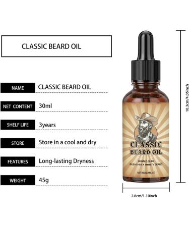 Men's Beard Oil - 30ml Nourishing Fast-Absorbing Non-Sticky and Moisturizing Formula Beard Oil for Men for Care and Styling - For Dad Grandad Husband Beard Lovers and Family - Buy Online on GoSupps.com