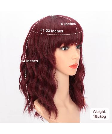 Wine Red Short Curly Bob Wig with Bangs for Women | AISI HAIR Synthetic Heat Resistant Wavy Hair Wig - Buy Online on GoSupps.com