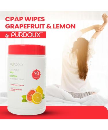 PURDOUX 100% Cotton CPAP Mask Wet Wipes with Grapefruit Lemon Scent 70 Wipes - Buy Online on GoSupps.com
