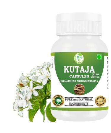 Kutaja Capsules 500 mg (9:1 Extract) 60 Veg Capsules | Holarrhena Antidysenterica for Men & Women | Herbal Supplement | Vegan & Gluten-Free| Pack of 1 (Pack of 1) 30 Count (Pack of 2)