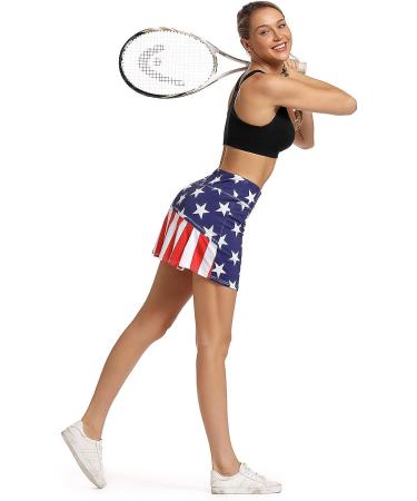 Ibeauti Women's USA Flag Tennis Skort with 3 Pockets - Medium - Buy Online on GoSupps.com