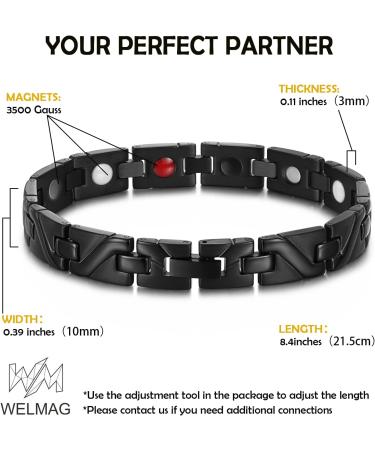 WELMAG WM Mens Magnetic Bracelets Unique Texture Design 3500 Gauss Magnets Arthritis Pain Relief&Carpal Tunnel MagneticTherapy Bracelets with Free Link Removal Tool Halloween Jewelry Gifts - Buy Online on GoSupps.com