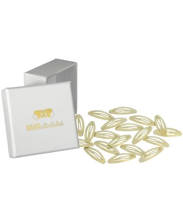 HAARallerliebst hair clips oval (20 pieces | shimmering gold | approx. 5 cm) including box for storage (box color: white)