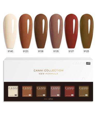 CANNI Brown Nude Gel Nail Polish Set - 6 Colors (9ML) for Brown Skin Tone | Soak Off UV LED DIY Manicure & Winter Nail Salon Essentials - Buy Online on GoSupps.com