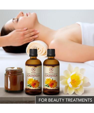 Calendula Oil 200ml - Pure Calendula Officinalis for Face Hair Skin & Nails - Natural Body Care & Massage - 2x100ml Pack - Buy Online on GoSupps.com
