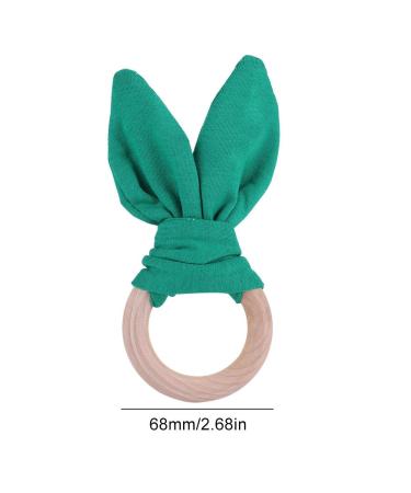 Delightful Bunny Ears Infant Wood Bite Ring - Safe Natural Tooth Training & Sensory Toy for Babies (Green) | Perfect Gift - Buy Online on GoSupps.com
