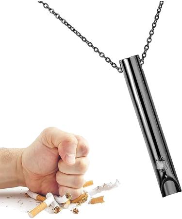 Breathlace Quit Vaping Necklace - Stress Relief Anapana Breathing Necklace for Women Men (2PCS Black & Silver) - Buy Online on GoSupps.com