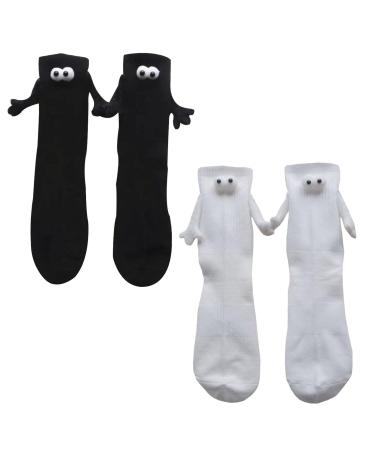 LXINYE Funny Magnetic Suction 3D Doll Couple Socks Couple Holding Hands Socks Unisex Mid-Tube Socks Novelty Socks(2 Pairs) One Size Mixed