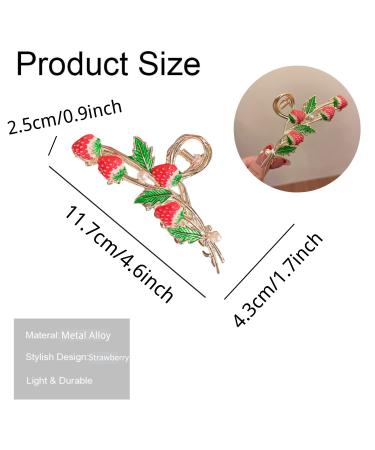 Red Strawberry Hair Claw Clip for Thick Hair - Large Gold Barrette for Women - Cute Hair Ornament - Buy Online on GoSupps.com