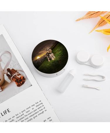 Miniature Schnauzer at Sunset Round Case For Contact Lens Kit Storage Box with Mirror Printed - Buy Online on GoSupps.com