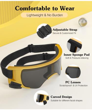 Lewondr UV Safety Sunglasses for Dogs | Windproof Waterproof & Adjustable Glasses for Small Dogs - Black & Gold - Buy Online on GoSupps.com