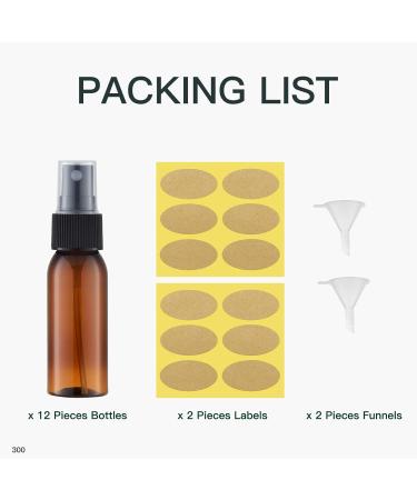 Toureal 30ML Amber Fine Mist Spray Bottle - Set of 12 | Refillable Travel Mister for Cosmetics | Brown - Buy Online on GoSupps.com