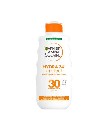 Garnier Ambre Solaire Hydra 24 Hour Protect Hydrating Protection Lotion SPF30 High Sun Protection Factor 30 Water Resistant Sunscreen With Shea Butter UVA & UVB Protection 200ml Sun Protection Factor 30 200 ml (Pack of 1) - Buy Online on GoSupps.com