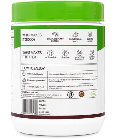 O-Zi-va Organic Plant Protein for Everyday Fitness | 30g Protein - Pea Isolate | Complete Plant Protein Powder | No Added Sugar Certified Clean & Vegan (Unflavoured 500g) - Buy Online on GoSupps.com