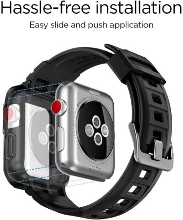 Spigen Rugged Armor Pro Designed for Apple Watch Band with Case for 38mm Series 3/2/1/Original (2015) - Black - Buy Online on GoSupps.com