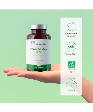 ORGANIC ASHWAGANDHA KSM-66 | Extra Strong Dosage 1200 mg | 5% Withanolides | Sleep Vitality Stress & Memory | No Controversial Excipients | 120 Vegan Capsules | Made in France | Terravita - Buy Online on GoSupps.com
