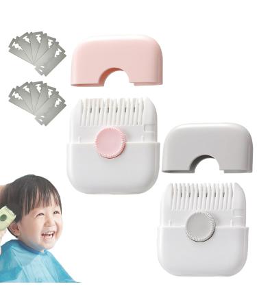 Trimpocket Hair Trimmer/Comb Kids 2 in 1 Hair Trimmer Double Sided Hair Razor Comb Cutter with Cover Blades Replaceable (Pink+White)