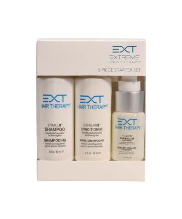 EXT 3 Piece Starter Set for Fine & Thinning Hair  Trial Size Includes Shampoo  Conditioner  and Hair Booster for Men & Women