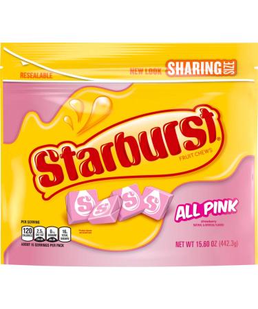 STARBURST All Pink Fruit Chews Chewy Candy Bulk Pack, Sharing Size, 15.6 Ounce (Pack of 6) All Pink 15.6 Ounce (Pack of 6)