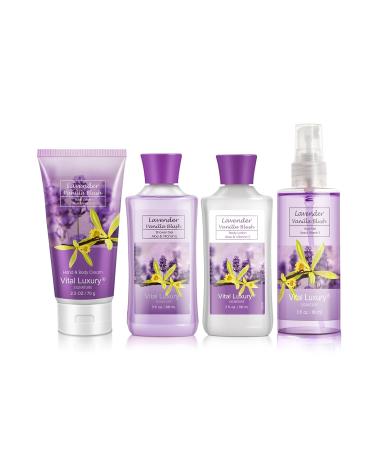 Luxurious Bath & Body Travel Kit - Lavender Vanilla Blush Mist Lotion Shower Gel & Cream - Perfect 3 Fl Oz Skincare Gift Set for Home Spa - Buy Online on GoSupps.com