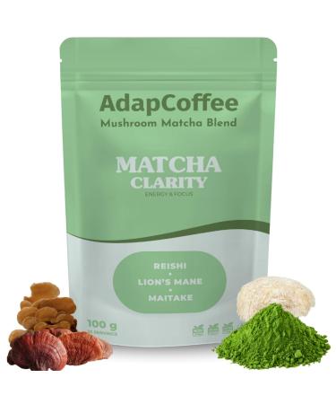 Matcha Clarity Th Matcha C r monial aux Champignons Adaptog nes Lion s Mane Reishi & Maitake nergie Naturelle & Concentration Vegan Sans Sucre Ajout 25 tasses (100g)