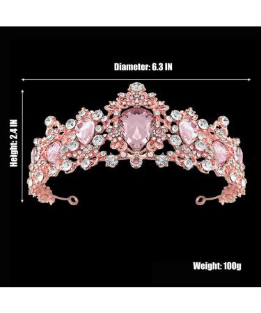 Rose Gold Tiara & Crown - Pink Queen Crown for Girls & Women, Princess Baroque Crystal Rhinestone Bridal Tiara - Perfect for Costume Party & Festival - Buy Online on GoSupps.com