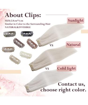Easyouth 14 Inch White Blonde Clip in Human Hair Extensions - 5Pcs 70g #1000 - Buy Online on GoSupps.com