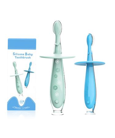 Vistreck Baby Toothbrush, BPA/PVC/Phthalate Free Toddler Toothbrush, 2 Pack Silicone Kids Toothbrushes, 1-2 Age Children Toothbrush Soft/Anti-Swallowing Design/Anti-Choking/Anti-Fall Design