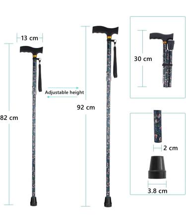 Foldable Walking Cane Portable Hand Walking Stic Walking Cane with Smooth Wood Handle Adjustable Walking Cane Folding Cane for Men & Women Collapsible Canes for Seniors Adjustable Cane Blue - Buy Online on GoSupps.com