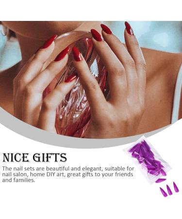 dijiusidy 1 Set Press on Nails Almond Fingernails Stick Solid Color Full Cover Art Decals Salon Supplies DIY Decorations No.5 Violets - Buy Online on GoSupps.com