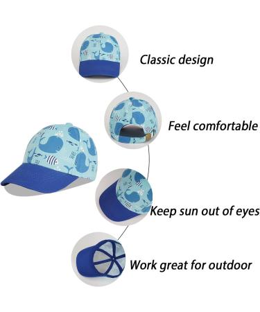 LANGZHEN Kids Cotton Baseball Cap - Adjustable Sun Hat for Girls Boys - S Lake Blue Whale - Buy Online on GoSupps.com