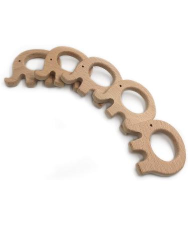 Wendysun 2pcs Elephant Shape Cartoon Wood Teether Set - Natural Beech Teething Toy for Babies - Buy Online on GoSupps.com