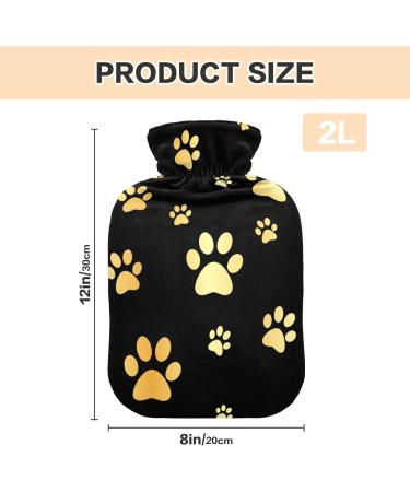Hot Water Bottle with Dog Gold Paw Cover | 2L Pain Relief & Hand Warmer for Sore Muscles & Arthritis - Buy Online on GoSupps.com
